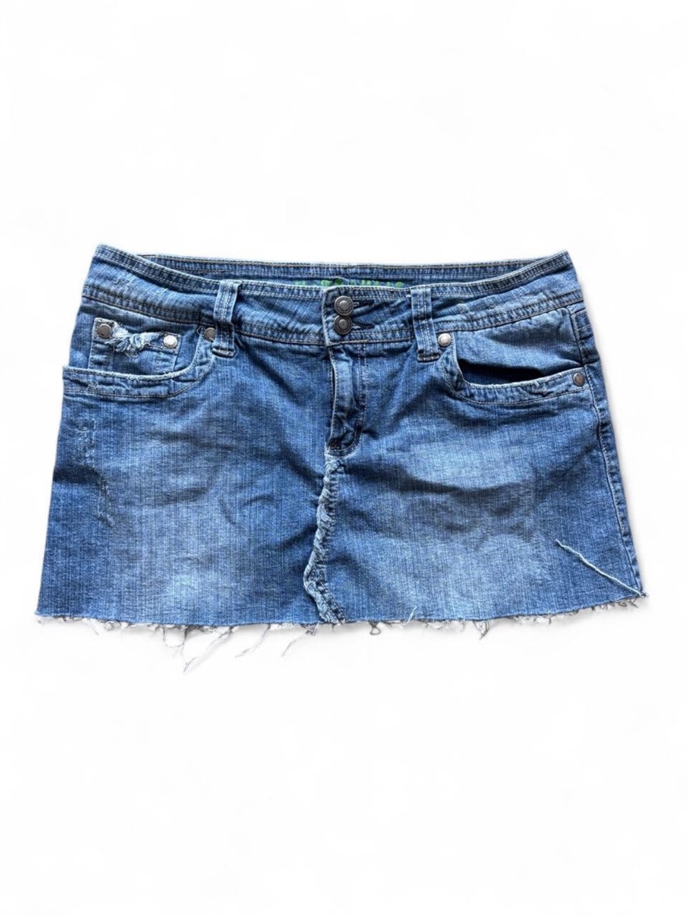 Hydraulic Y2K Blue Denim Raw Hem Mini Skirt
